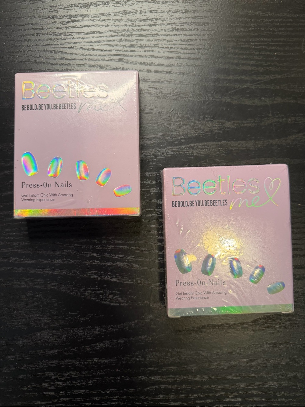 Press-On Nails - Lavender Holographic Design x2